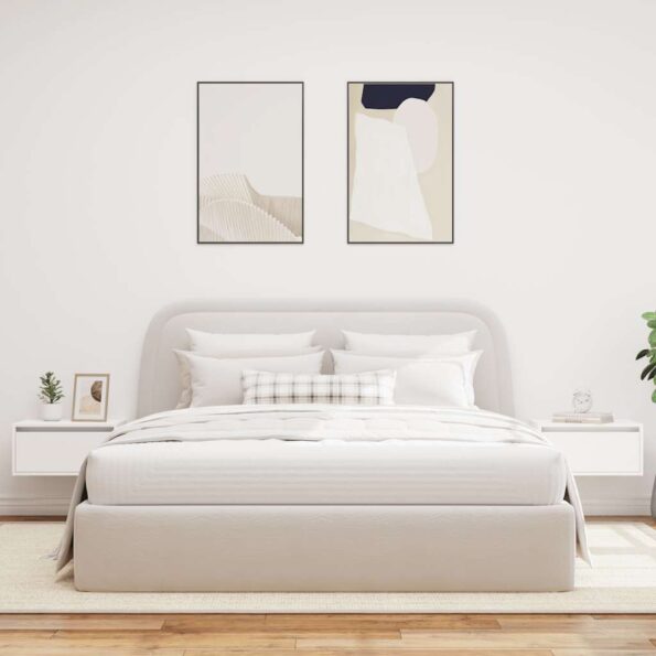 vidaXL Nástenné nočné skrinky s LED osvetlením 2 ks biele – Obrázok 4