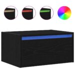 vidaXL Nástenné nočné skrinky s LED osvetlením 2 ks čierne dub – Obrázok 6