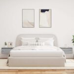 vidaXL Nástenné nočné skrinky s LED osvetlením 2 ks sivé sonoma – Obrázok 4