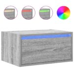 vidaXL Nástenné nočné skrinky s LED osvetlením 2 ks sivé sonoma – Obrázok 6