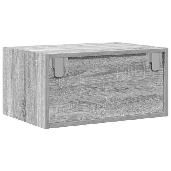 vidaXL Nástenné nočné skrinky s LED osvetlením 2 ks sivé sonoma – Obrázok 9