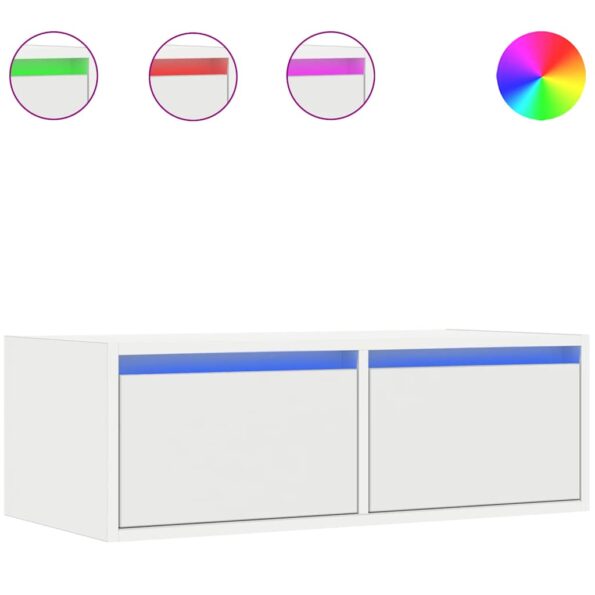 vidaXL TV skrinka s LED svetlami, biela 75x35,5x25 cm – Obrázok 2