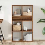 vidaXL Knižnica staré drevo 66x31x112 cm kompozitné drevo – Obrázok 3