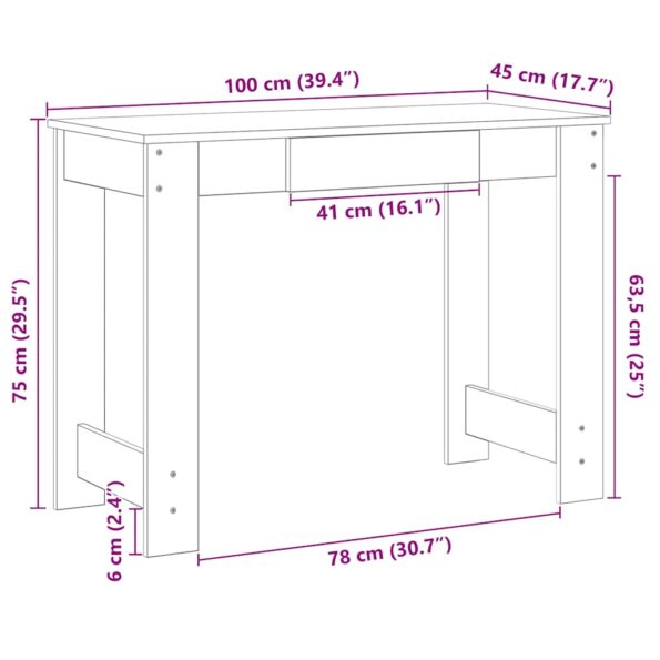 vidaXL Stôl betónovosivý 100x45x75 cm spracované drevo – Obrázok 10