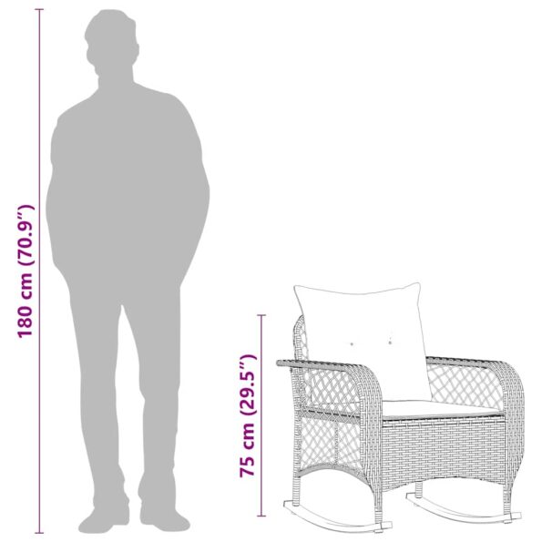 vidaXL Záhradné hojdacie kreslo s vankúšmi hnedé polyratan – Obrázok 10