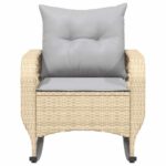 vidaXL Záhradné hojdacie kreslo s vankúšmi béžový polyratan – Obrázok 4