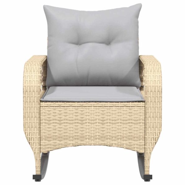 vidaXL Záhradné hojdacie kreslo s vankúšmi béžový polyratan – Obrázok 4