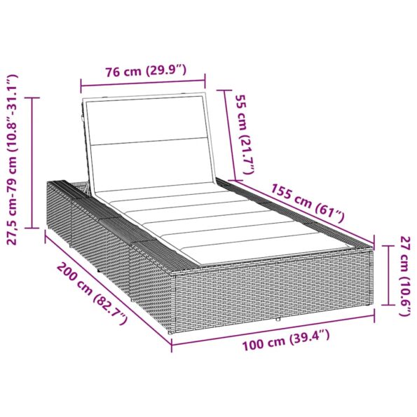 vidaXL solárium s plávajúcim vankúšom čierny polyratan – Obrázok 12