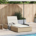 vidaXL solárium s plávajúcim vankúšom Béžový polyratanový – Obrázok 2