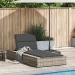 vidaXL solárium s plávajúcim vankúšom Svetlosivý polyratanový – Obrázok 2