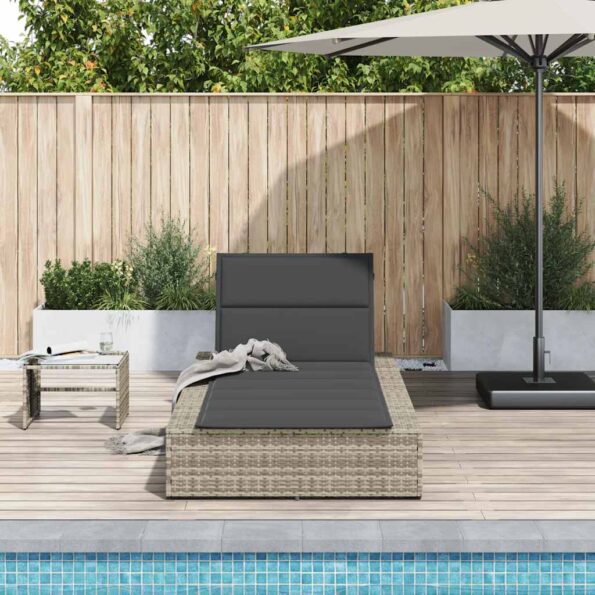 vidaXL solárium s plávajúcim vankúšom Svetlosivý polyratanový – Obrázok 3