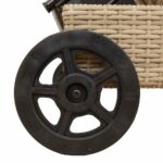 vidaXL Záhradné ležadlo s kolieskami a podložkou polyratan sivá – Obrázok 11