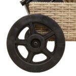 vidaXL Záhradné ležadlo s kolieskami a podložkou béžové polyratan – Obrázok 11