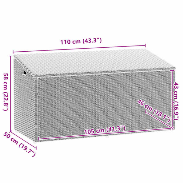 vidaXL záhradný úložný box svetlosivý 110x50x58 cm polyratan – Obrázok 10