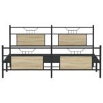 vidaXL Kovový posteľný rám bez matraca dub sonoma 160x200 cm – Obrázok 6