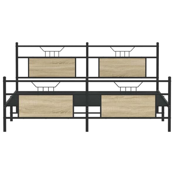 vidaXL Kovový posteľný rám bez matraca dub sonoma 160x200 cm – Obrázok 6