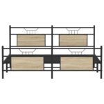 vidaXL Kovový posteľný rám bez matraca dub sonoma 180x200 cm – Obrázok 6