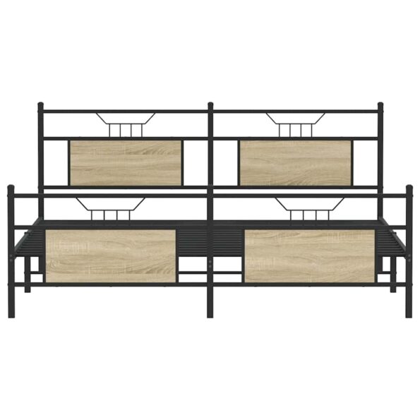 vidaXL Kovový posteľný rám bez matraca dub sonoma 180x200 cm – Obrázok 6