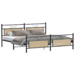vidaXL Kovový posteľný rám bez matraca dub sonoma 193x203 cm – Obrázok 3