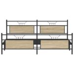 vidaXL Kovový posteľný rám bez matraca dub sonoma 200x200 cm – Obrázok 6