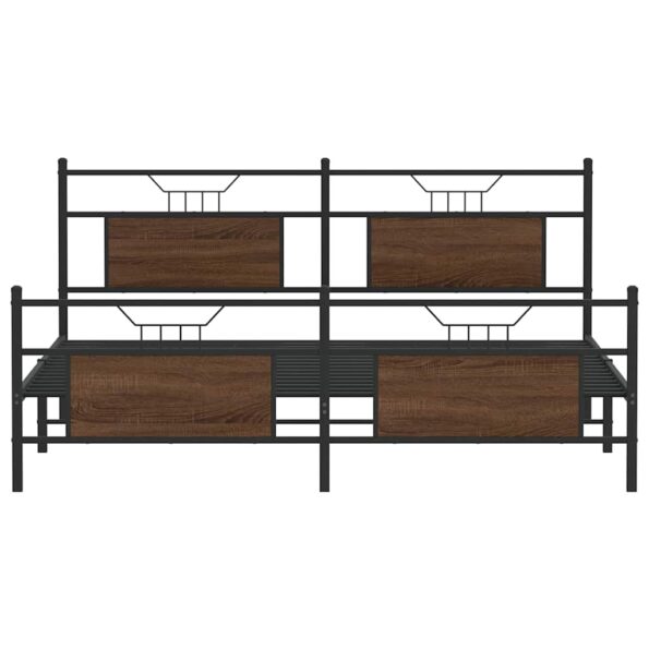 vidaXL Kovový posteľný rám bez matraca hnedý dub 180x200 cm – Obrázok 6