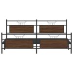 vidaXL Kovový posteľný rám bez matraca hnedý dub 200x200 cm – Obrázok 6