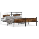 vidaXL Kovový posteľný rám bez matraca dymový dub 160x200 cm – Obrázok 2