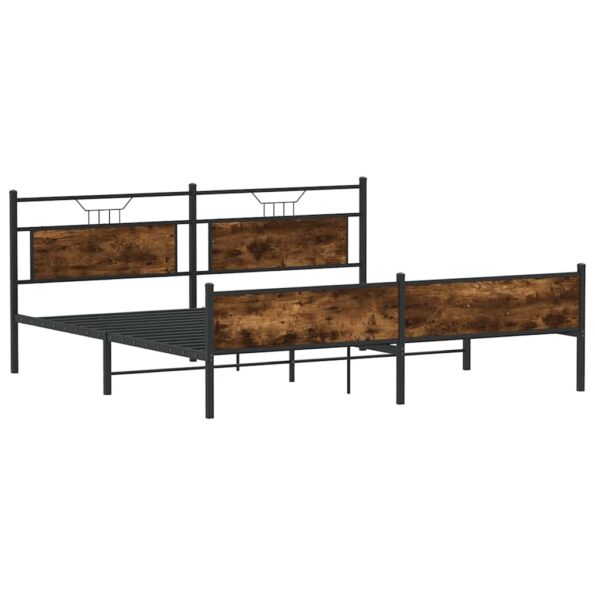 vidaXL Kovový posteľný rám bez matraca dymový dub 160x200 cm – Obrázok 3