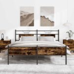 vidaXL Kovový posteľný rám bez matraca dymový dub 160x200 cm – Obrázok 4