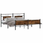 vidaXL Kovový posteľný rám bez matraca dymový dub 160x200 cm – Obrázok 5