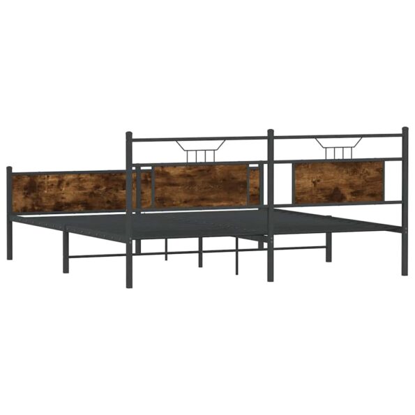 vidaXL Kovový posteľný rám bez matraca dymový dub 160x200 cm – Obrázok 8
