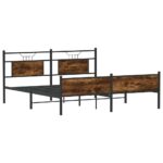 vidaXL Kovový posteľný rám bez matraca dymový dub 180x200 cm – Obrázok 3