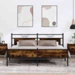 vidaXL Kovový posteľný rám bez matraca dymový dub 193x200 cm – Obrázok 4