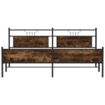 vidaXL Kovový posteľný rám bez matraca dymový dub 200x200 cm – Obrázok 6