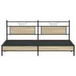 vidaXL Kovový posteľný rám bez matraca dub sonoma 193x203 cm – Obrázok 6