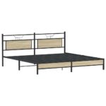 vidaXL Kovový posteľný rám bez matraca dub sonoma 200x200 cm – Obrázok 5