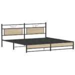 vidaXL Kovový posteľný rám bez matraca dub sonoma 193x203 cm – Obrázok 5