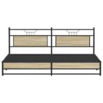 vidaXL Kovový posteľný rám bez matraca dub sonoma 193x203 cm – Obrázok 6
