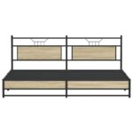 vidaXL Kovový posteľný rám bez matraca dub sonoma 200x200 cm – Obrázok 6