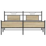 vidaXL Kovový posteľný rám bez matraca dub sonoma 180x200 cm – Obrázok 6