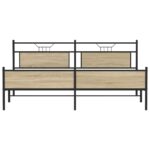 vidaXL Kovový posteľný rám bez matraca dub sonoma 193x203 cm – Obrázok 6