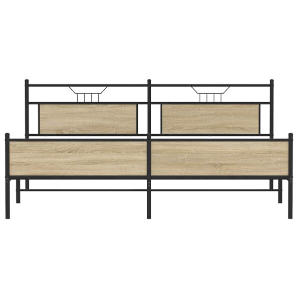 vidaXL Kovový posteľný rám bez matraca dub sonoma 193x203 cm – Obrázok 6