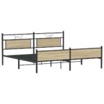 vidaXL Kovový posteľný rám bez matraca dub sonoma 200x200 cm – Obrázok 5