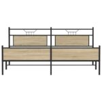 vidaXL Kovový posteľný rám bez matraca dub sonoma 200x200 cm – Obrázok 6