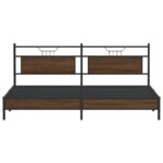 vidaXL Kovový posteľný rám bez matraca hnedý dub 193x200 cm – Obrázok 6