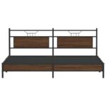 vidaXL Kovový posteľný rám bez matraca hnedý dub 200x200 cm – Obrázok 6