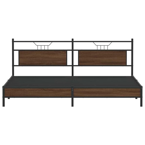 vidaXL Kovový posteľný rám bez matraca hnedý dub 200x200 cm – Obrázok 6