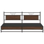 vidaXL Kovový posteľný rám bez matraca hnedý dub 200x200 cm – Obrázok 6