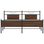 vidaXL Kovový posteľný rám bez matraca hnedý dub 183x200 cm – Obrázok 6