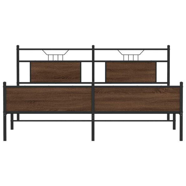 vidaXL Kovový posteľný rám bez matraca hnedý dub 183x200 cm – Obrázok 6